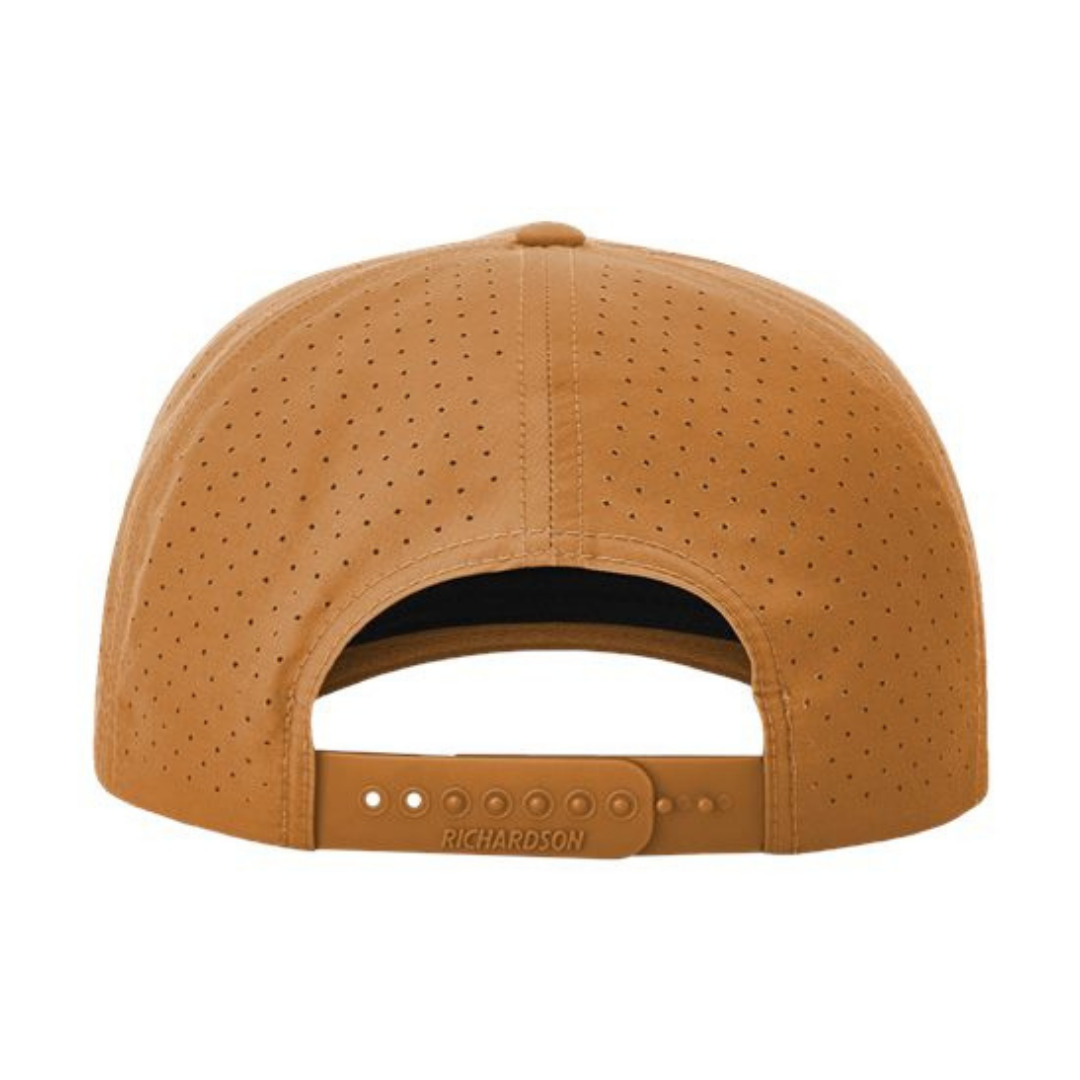 Richardson 355 Custom Patch Performance Rope Hat – Laser Perforated Nylon Snapback | PVC, Leather or Woven Patch - Clay/White/Black