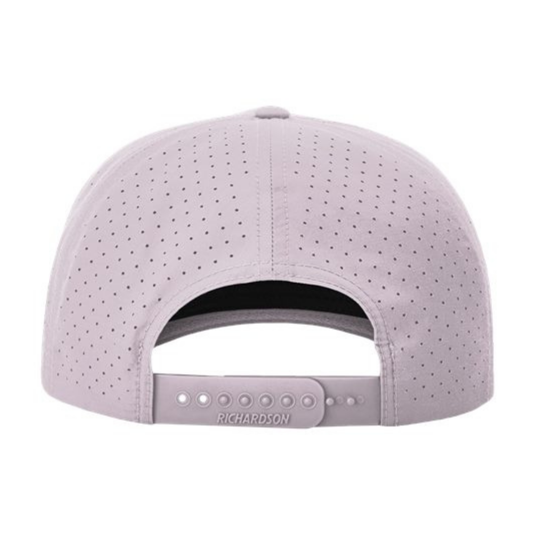 Richardson 355 Custom Patch Performance Rope Hat – Laser Perforated Nylon Snapback | PVC, Leather or Woven Patch - Lilac/White/Gray