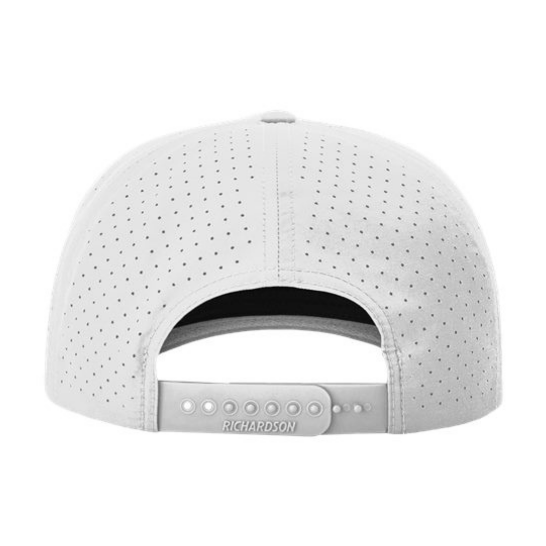 Richardson 355 Custom Patch Performance Rope Hat – Laser Perforated Nylon Snapback | PVC, Leather or Woven Patch - Silver/Black/Silver