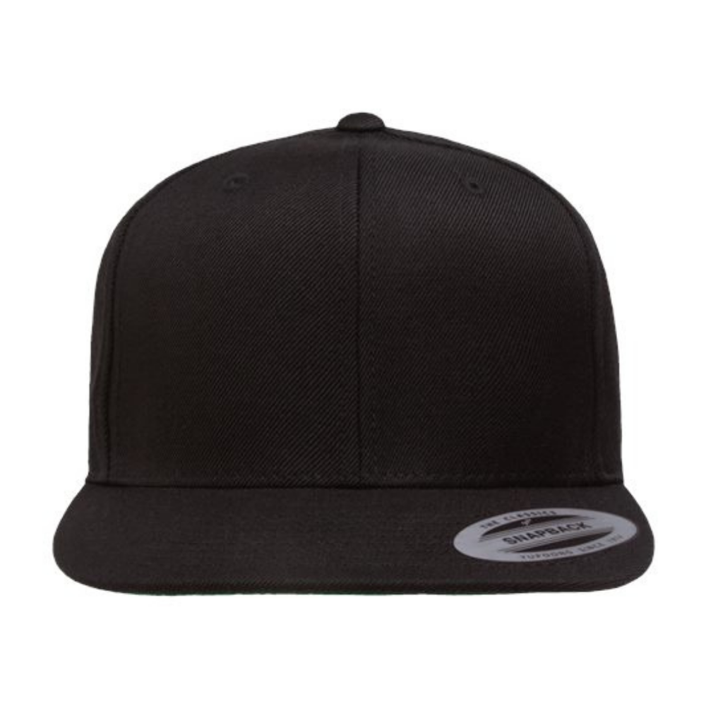 Yupoong 6089M Custom Patch Flat Bill Snapback – High Profile in Black - view 2