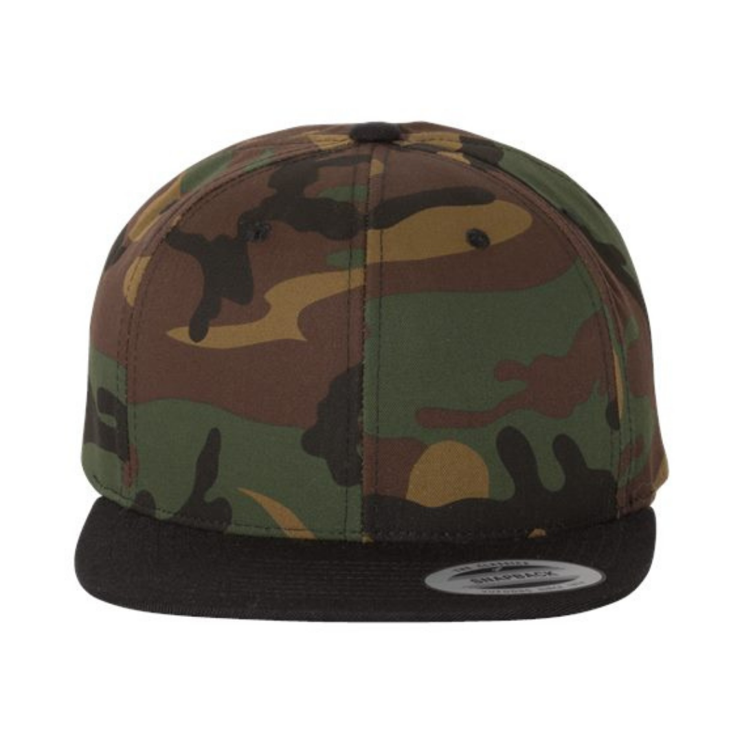 Yupoong 6089M Custom Patch Flat Bill Snapback – High Profile in Camo Black - view 3