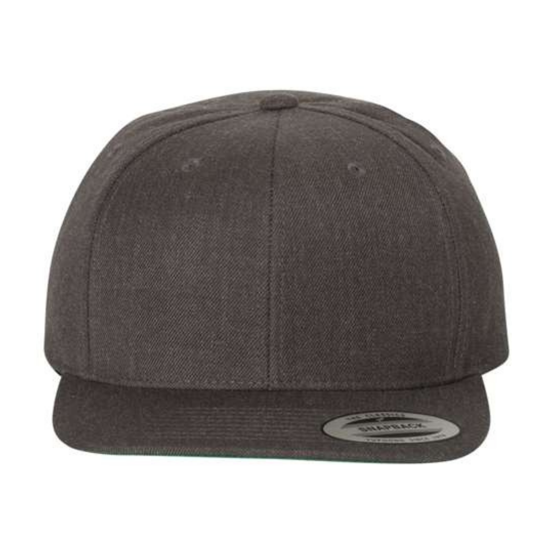 Yupoong 6089M Custom Patch Flat Bill Snapback – High Profile in Dark Heather - view 2