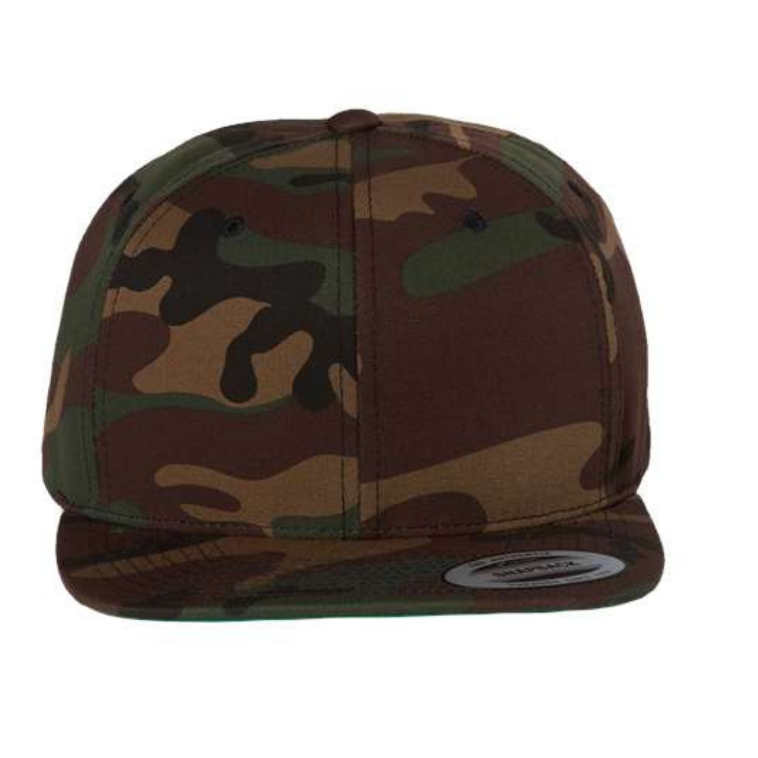 Yupoong 6089M Custom Patch Flat Bill Snapback – High Profile in Green Camo - view 2