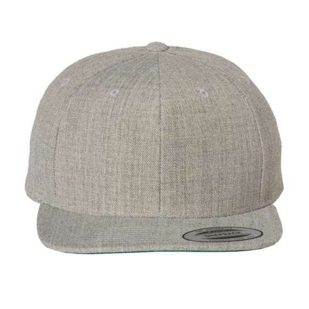 Yupoong 6089M Custom Patch Flat Bill Snapback – High Profile in Heather Gray - view 2