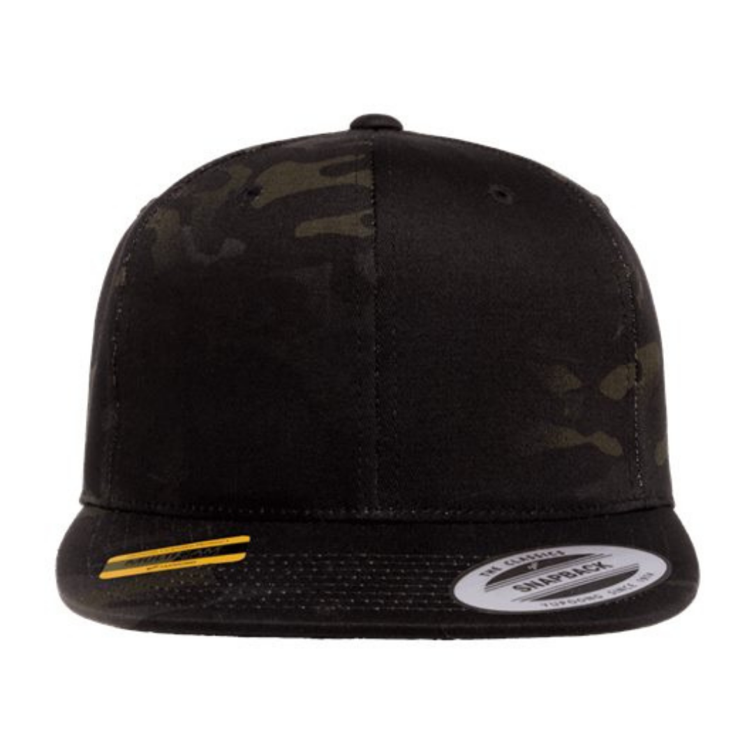 Yupoong 6089M Custom Patch Flat Bill Snapback – High Profile in Multicam Black - view 2