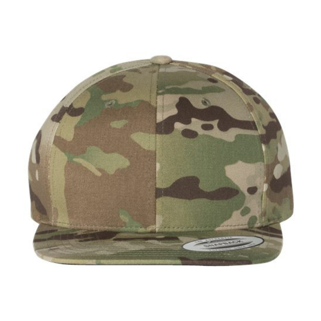 Yupoong 6089M Custom Patch Flat Bill Snapback – High Profile in Multicam Green - view 2