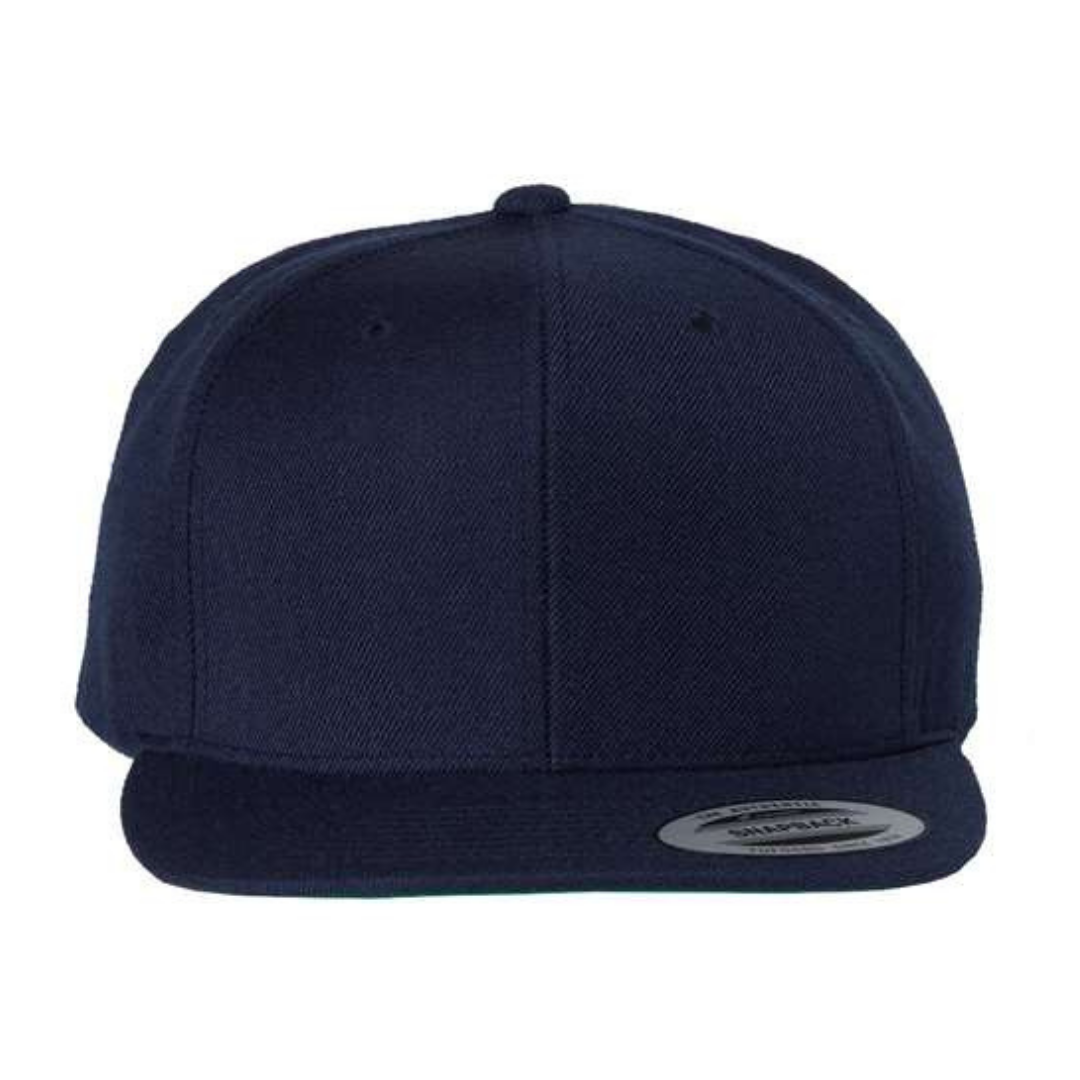 Yupoong 6089M Custom Patch Flat Bill Snapback – High Profile in Navy - view 2