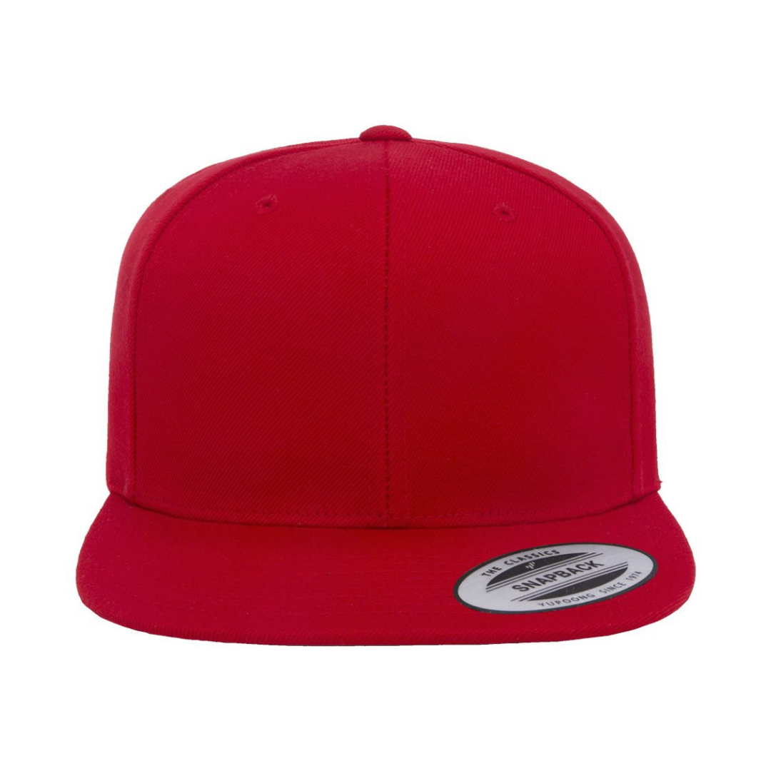 Yupoong 6089M Custom Patch Flat Bill Snapback – High Profile in Red - view 2