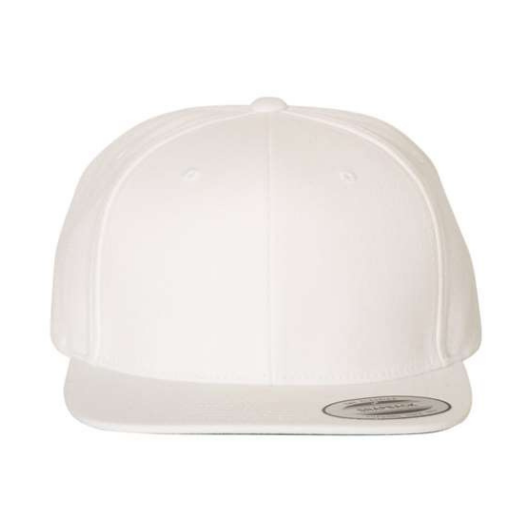 Yupoong 6089M Custom Patch Flat Bill Snapback – High Profile in White - view 2