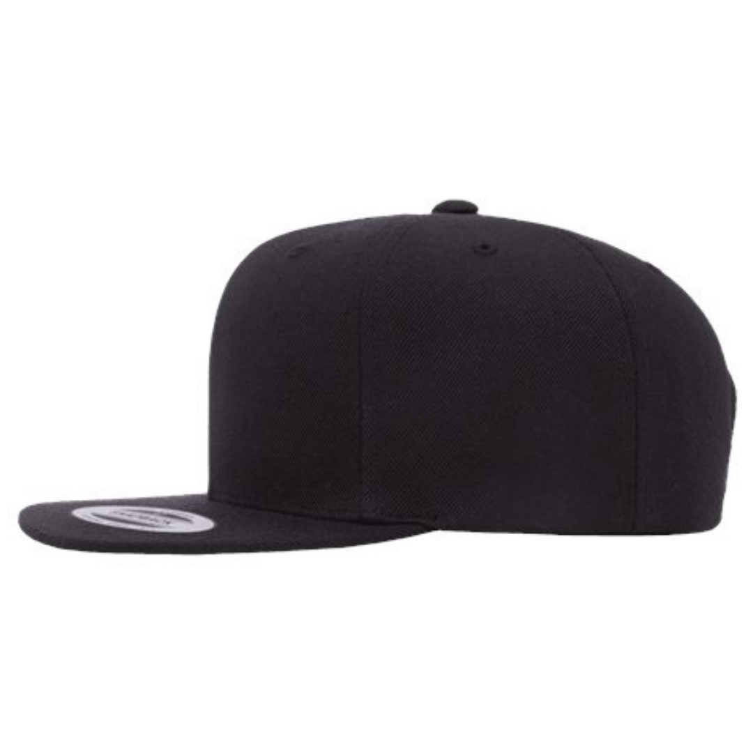 Yupoong 6089M Custom Patch Flat Bill Snapback – High Profile in Black - view 3