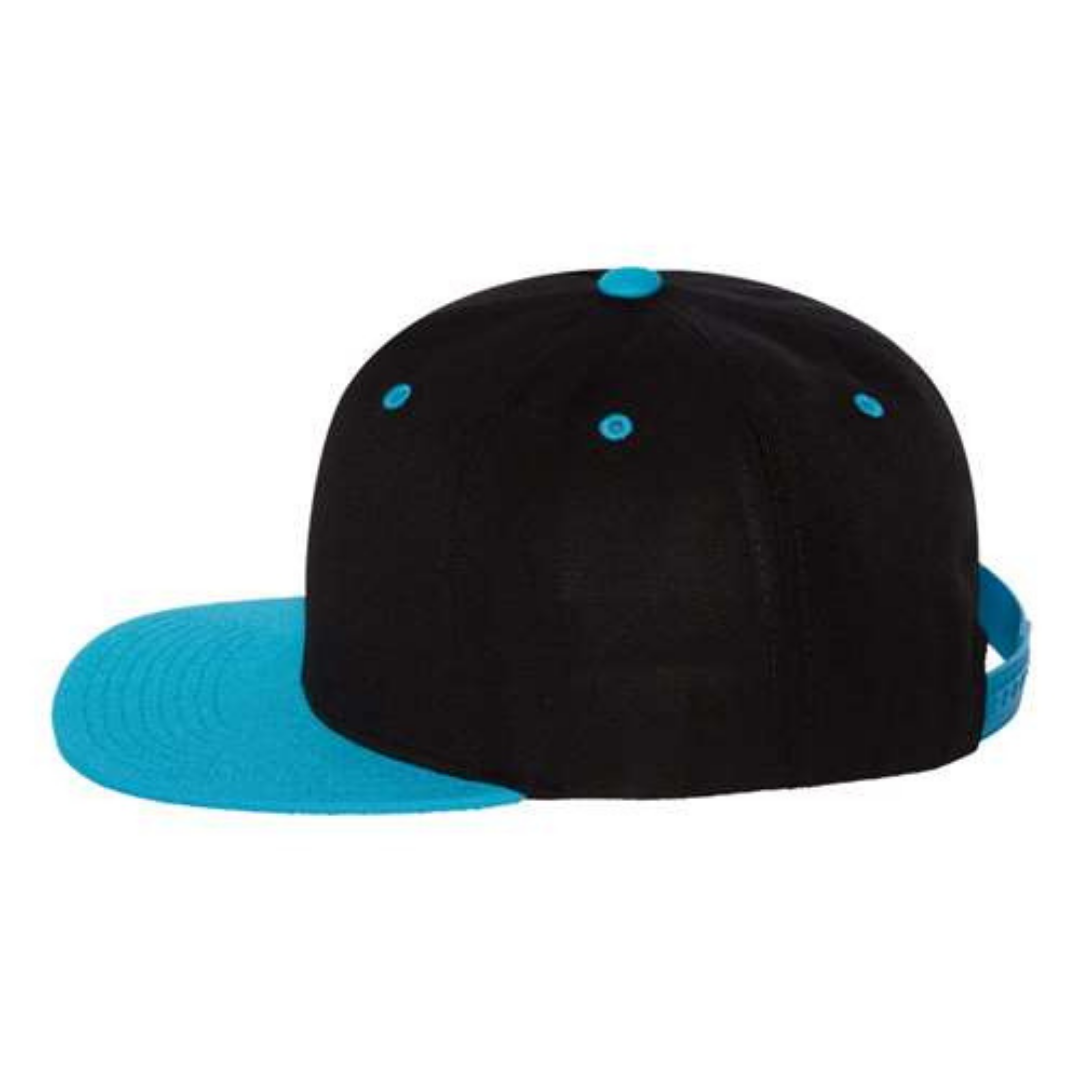 Yupoong 6089M Custom Patch Flat Bill Snapback – High Profile in Black/Teal - view 3