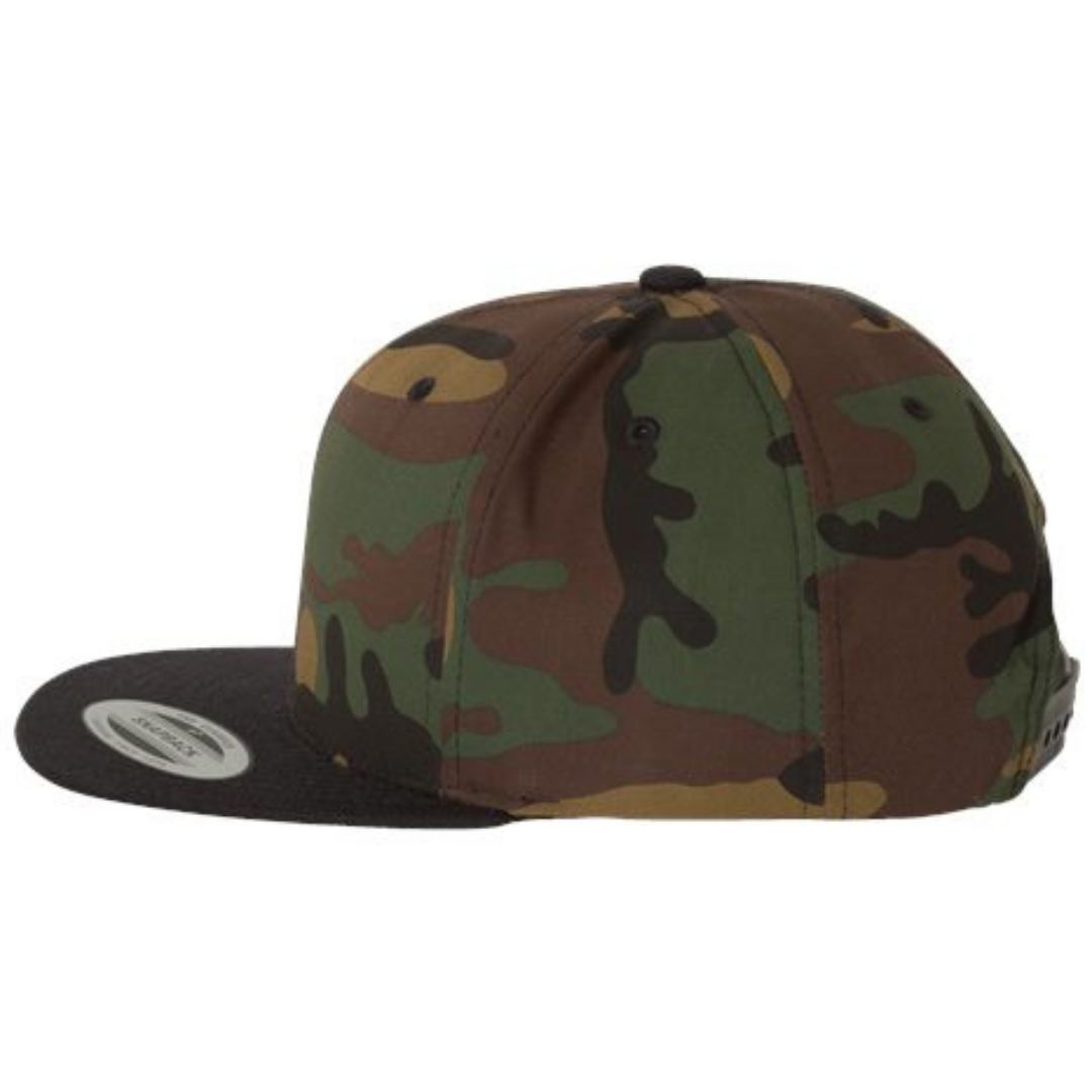 Yupoong 6089M Custom Patch Flat Bill Snapback – High Profile in Camo Black - view 2