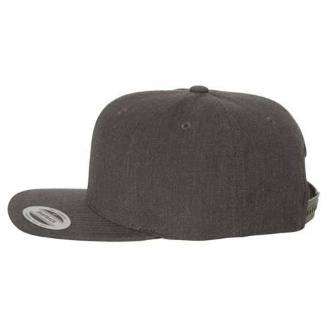 Yupoong 6089M Custom Patch Flat Bill Snapback – High Profile in Dark Heather - view 3
