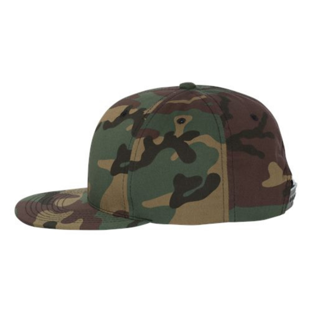 Yupoong 6089M Custom Patch Flat Bill Snapback – High Profile in Green Camo - view 3