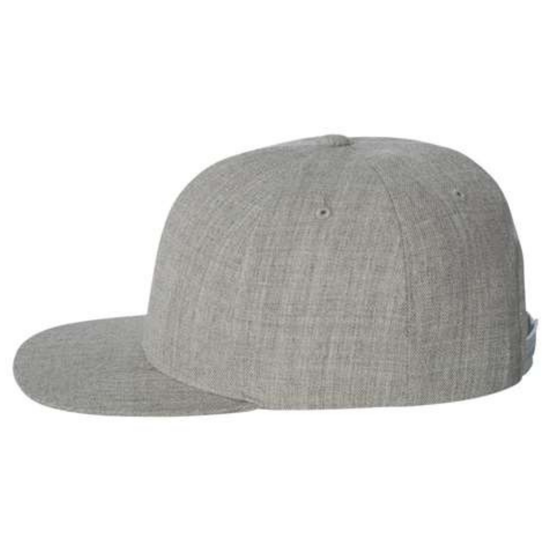 Yupoong 6089M Custom Patch Flat Bill Snapback – High Profile in Heather Gray - view 3