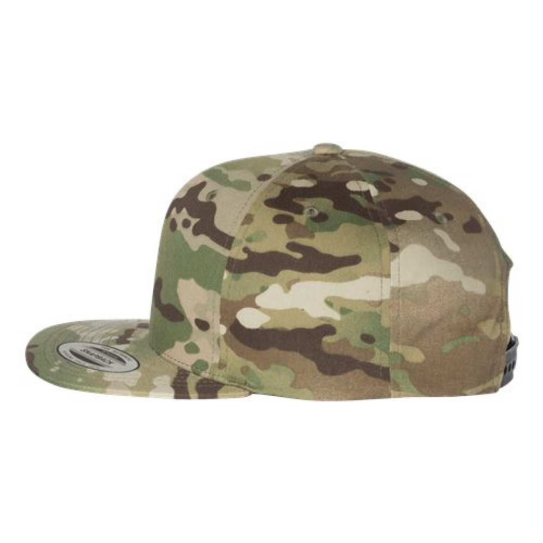 Yupoong 6089M Custom Patch Flat Bill Snapback – High Profile in Multicam Green - view 3