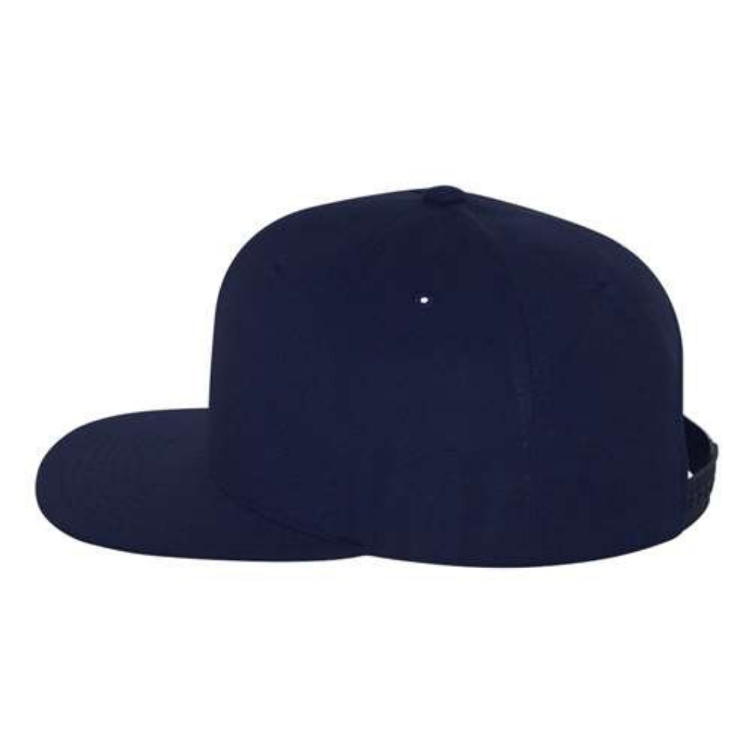 Yupoong 6089M Custom Patch Flat Bill Snapback – High Profile in Navy - view 3