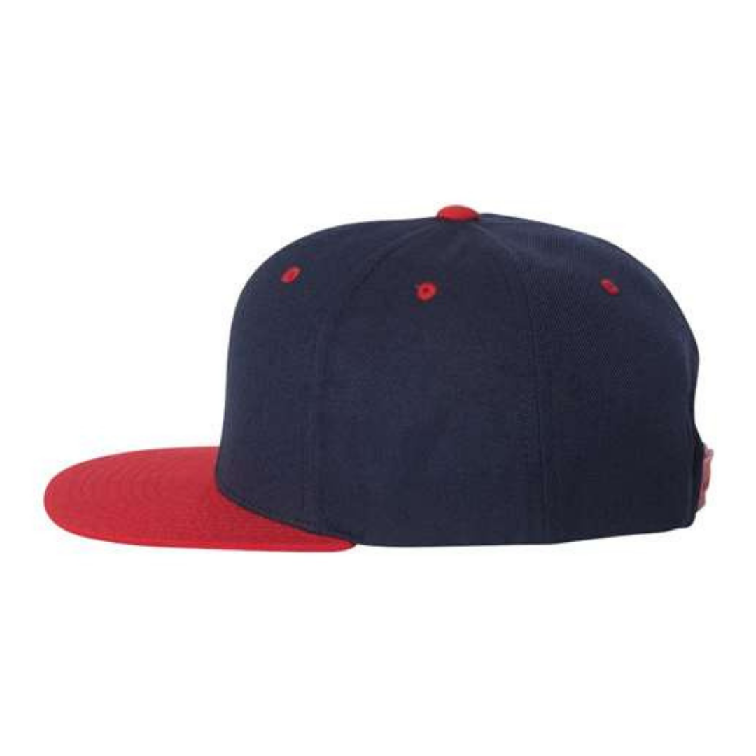 Yupoong 6089M Custom Patch Flat Bill Snapback – High Profile in Navy/Red - view 3