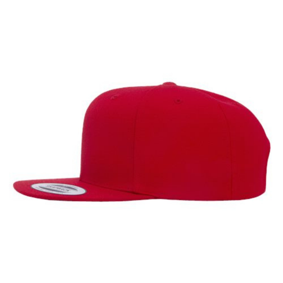 Yupoong 6089M Custom Patch Flat Bill Snapback – High Profile in Red - view 3