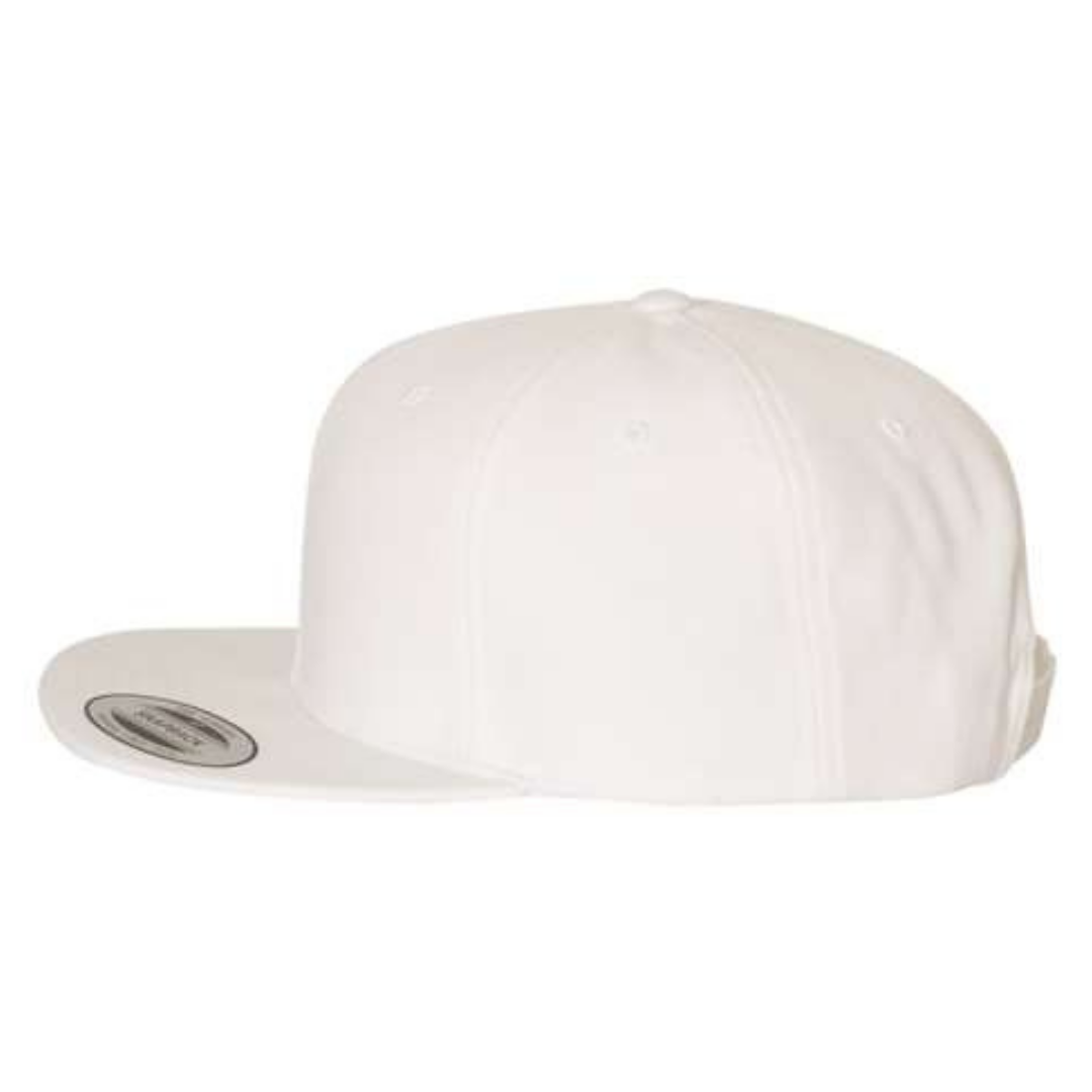 Yupoong 6089M Custom Patch Flat Bill Snapback – High Profile in White - view 3