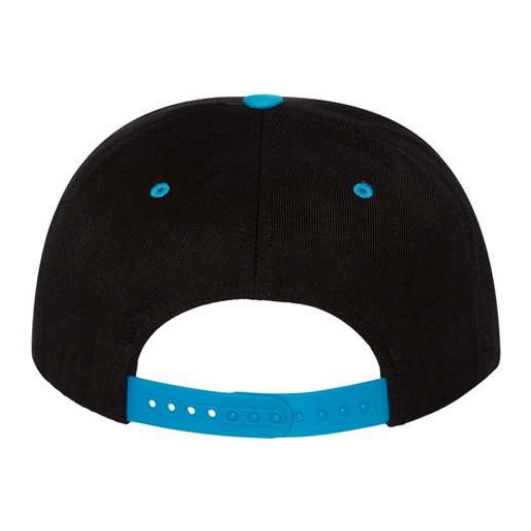Yupoong 6089M Custom Patch Flat Bill Snapback – High Profile in Black/Teal - view 4