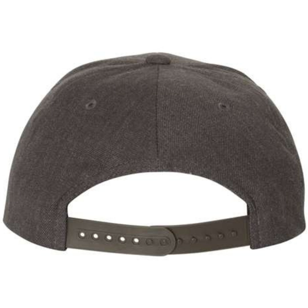 Yupoong 6089M Custom Patch Flat Bill Snapback – High Profile in Dark Heather - view 4