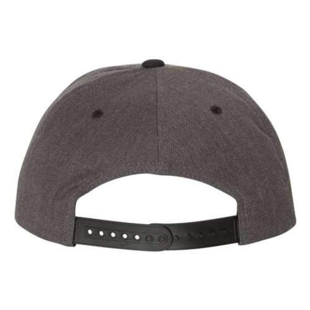 Yupoong 6089M Custom Patch Flat Bill Snapback – High Profile in Dark Heather/Black - view 4