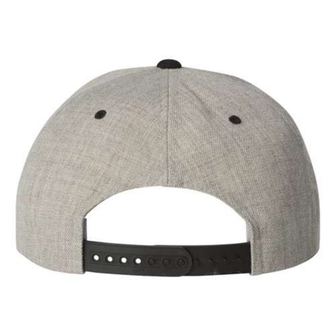 Yupoong 6089M Custom Patch Flat Bill Snapback – High Profile in Heather Gray/Black - view 4