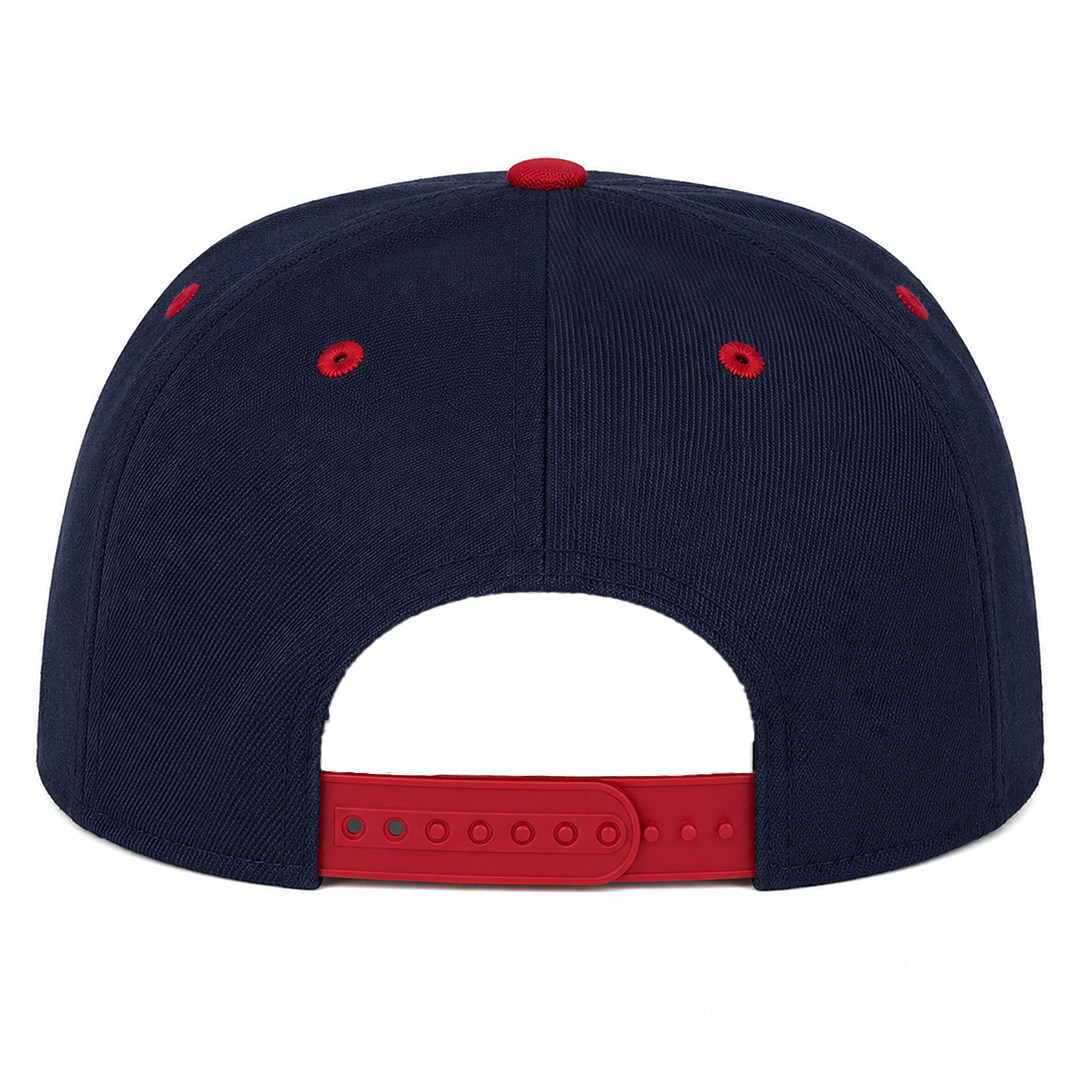 Yupoong 6089M Custom Patch Flat Bill Snapback – High Profile in Navy/Red - view 4