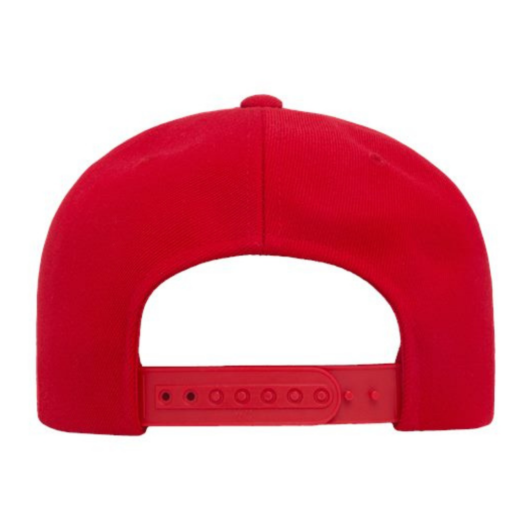 Yupoong 6089M Custom Patch Flat Bill Snapback – High Profile in Red - view 4