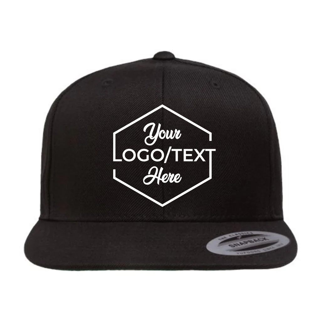 Yupoong 6089M Custom Patch Flat Bill Snapback – High Profile in Black - view 5