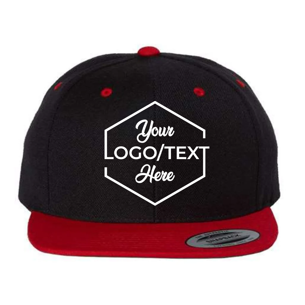 Yupoong 6089M Custom Patch Flat Bill Snapback – High Profile in Black/Red - view 5