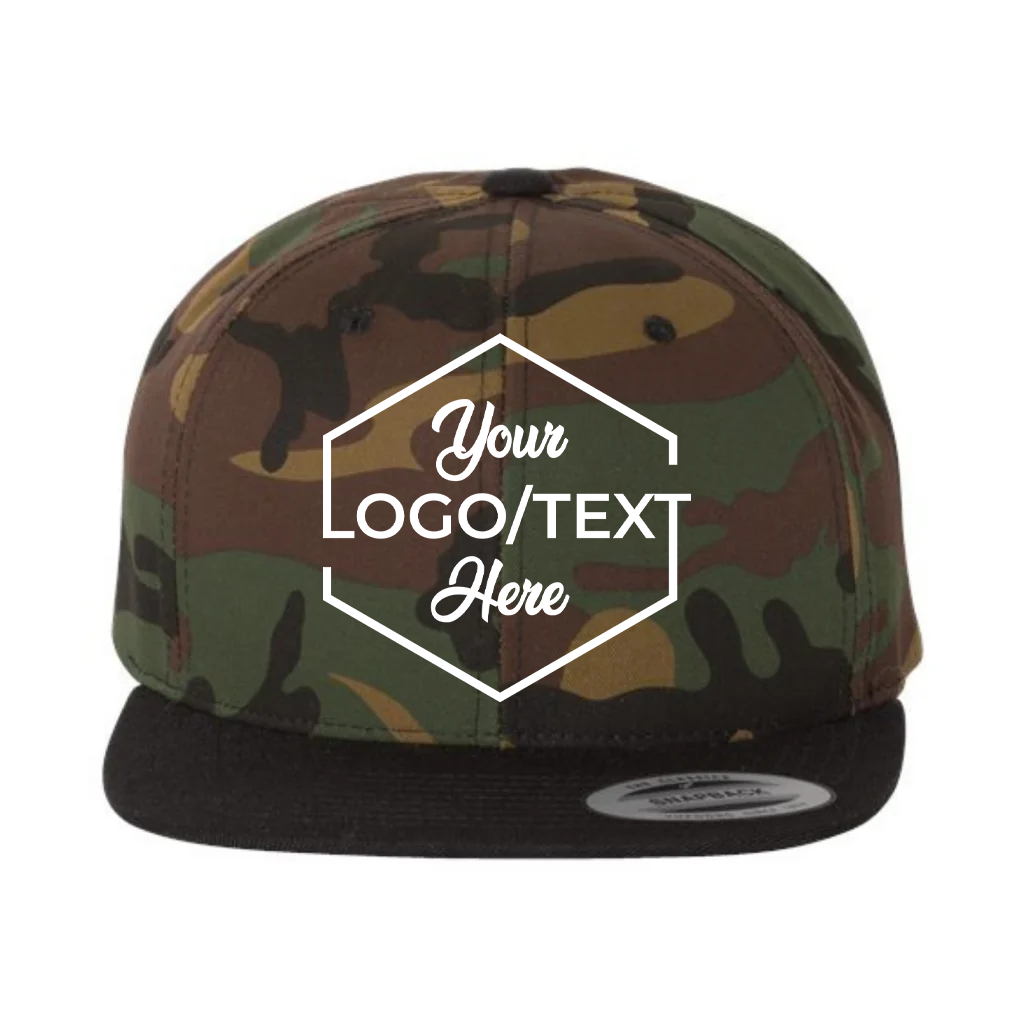 Yupoong 6089M Custom Patch Flat Bill Snapback – High Profile in Camo Black - view 5