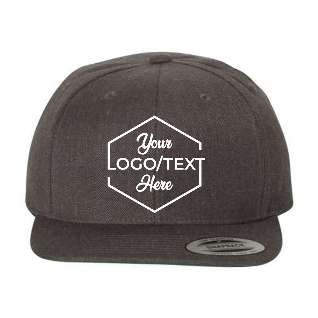 Yupoong 6089M Custom Patch Flat Bill Snapback – High Profile in Dark Heather - view 5