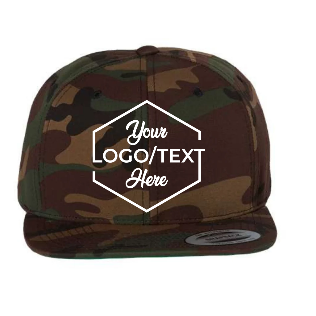 Yupoong 6089M Custom Patch Flat Bill Snapback – High Profile in Green Camo - view 5