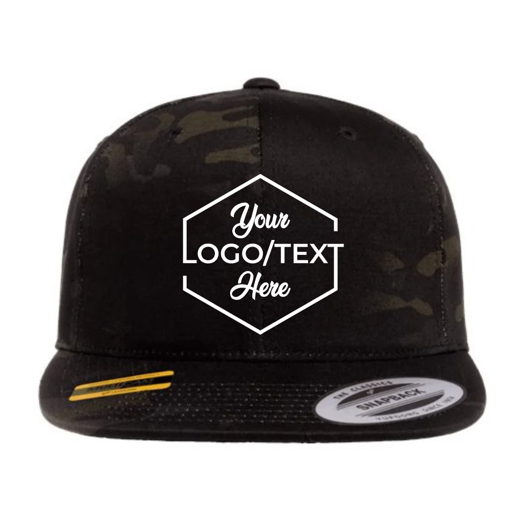 Yupoong 6089M Custom Patch Flat Bill Snapback – High Profile in Multicam Black - view 5