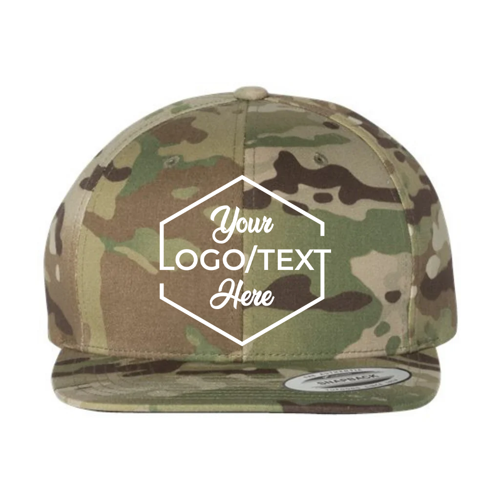 Yupoong 6089M Custom Patch Flat Bill Snapback – High Profile in Multicam Green - view 5