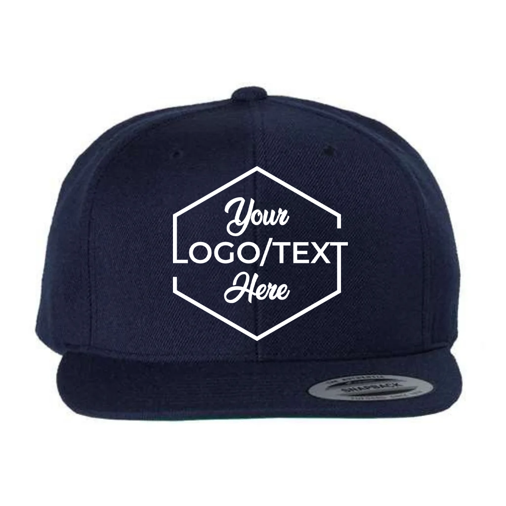 Yupoong 6089M Custom Patch Flat Bill Snapback – High Profile in Navy - view 5