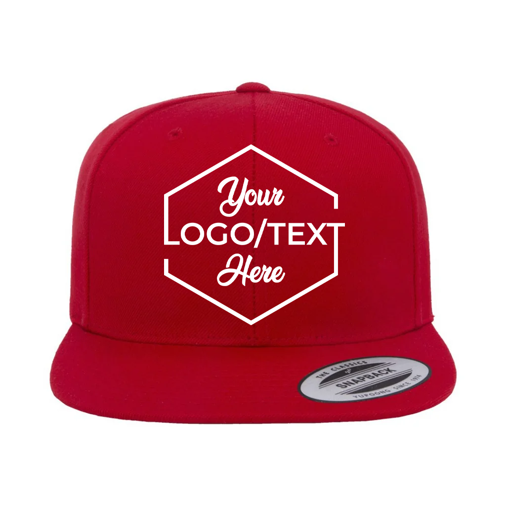 Yupoong 6089M Custom Patch Flat Bill Snapback – High Profile in Red - view 5