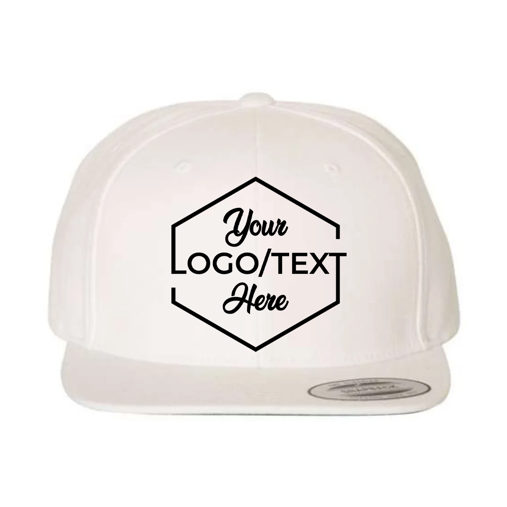Yupoong 6089M Custom Patch Flat Bill Snapback – High Profile in White - view 5