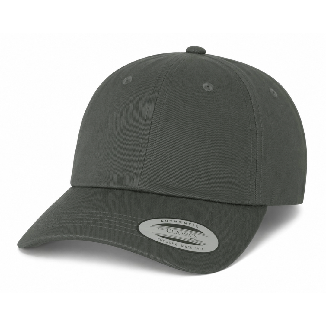 Yupoong 6245CM Custom Patch Dad Hat – Unstructured Cotton in Dark Gray