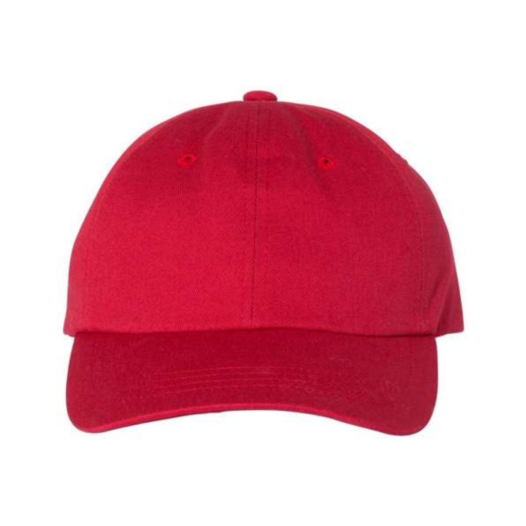 Yupoong 6245CM Custom Patch Dad Hat – Unstructured Cotton in Cranberry - view 2