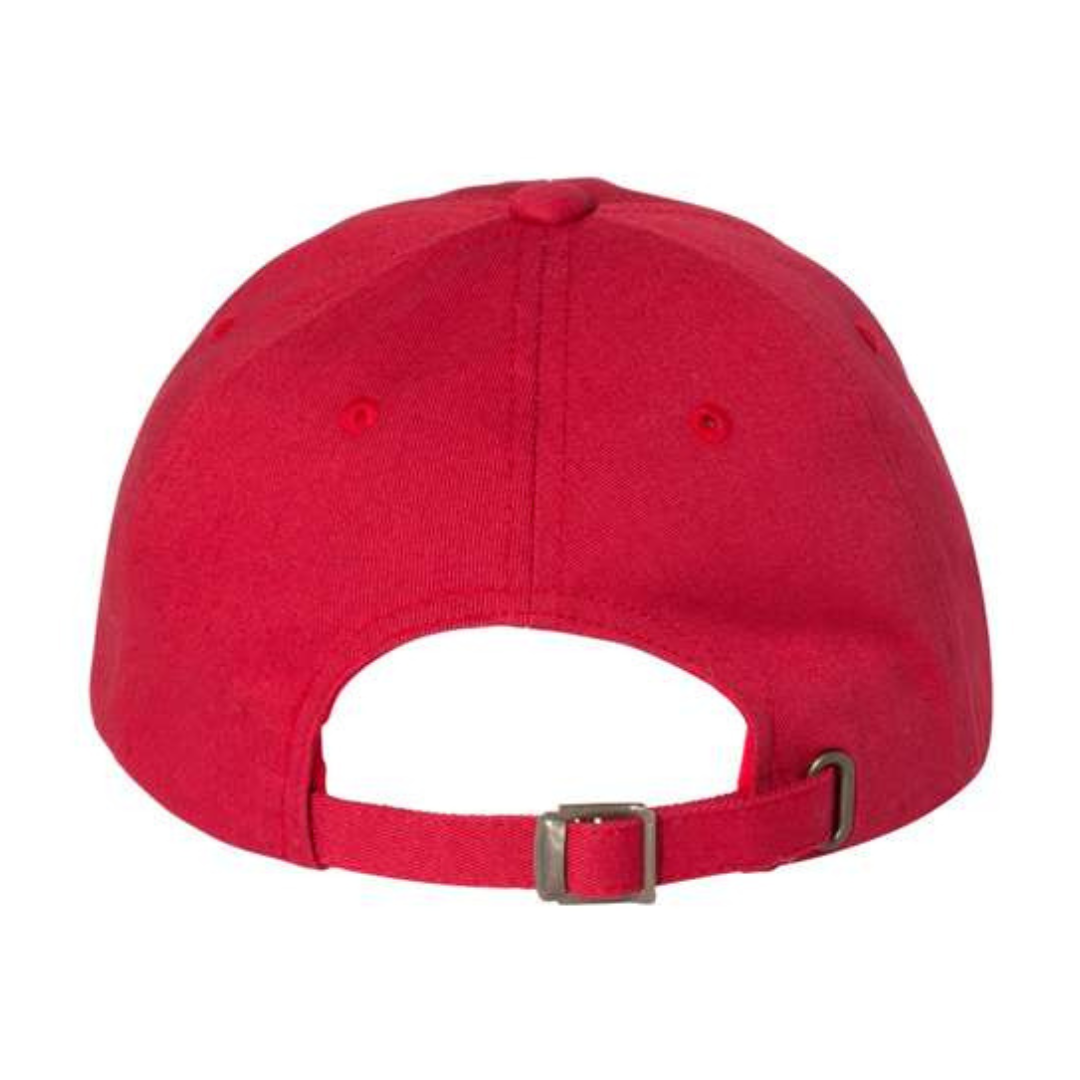 Yupoong 6245CM Custom Patch Dad Hat – Unstructured Cotton in Cranberry - view 4