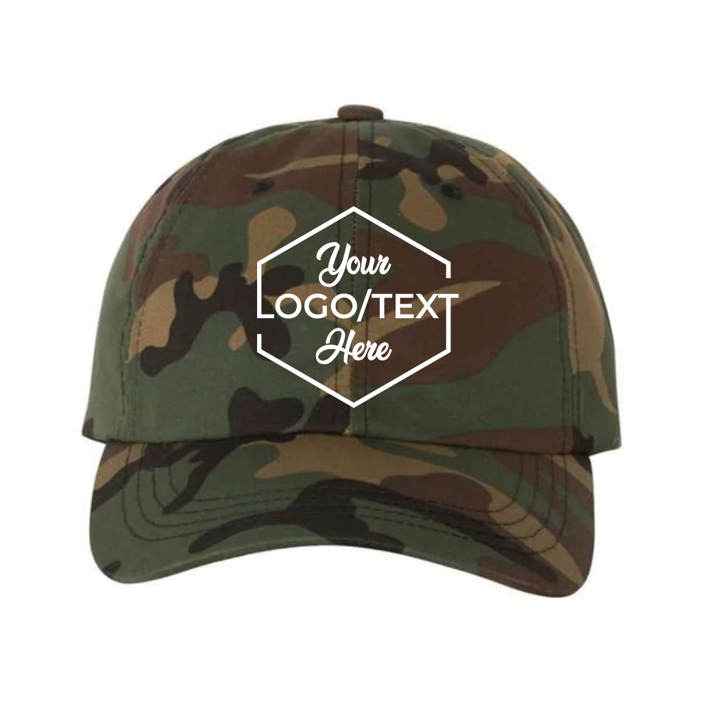 Yupoong 6245CM Custom Patch Dad Hat – Unstructured Cotton in Green Camo - view 5