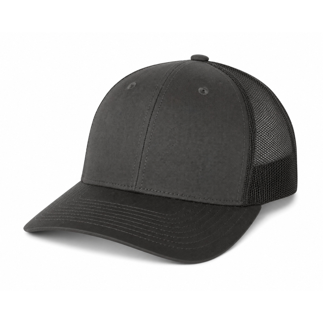 Yupoong 6606 Custom Patch Retro Trucker Hat – Mesh Back Snapback in Charcoal/Black