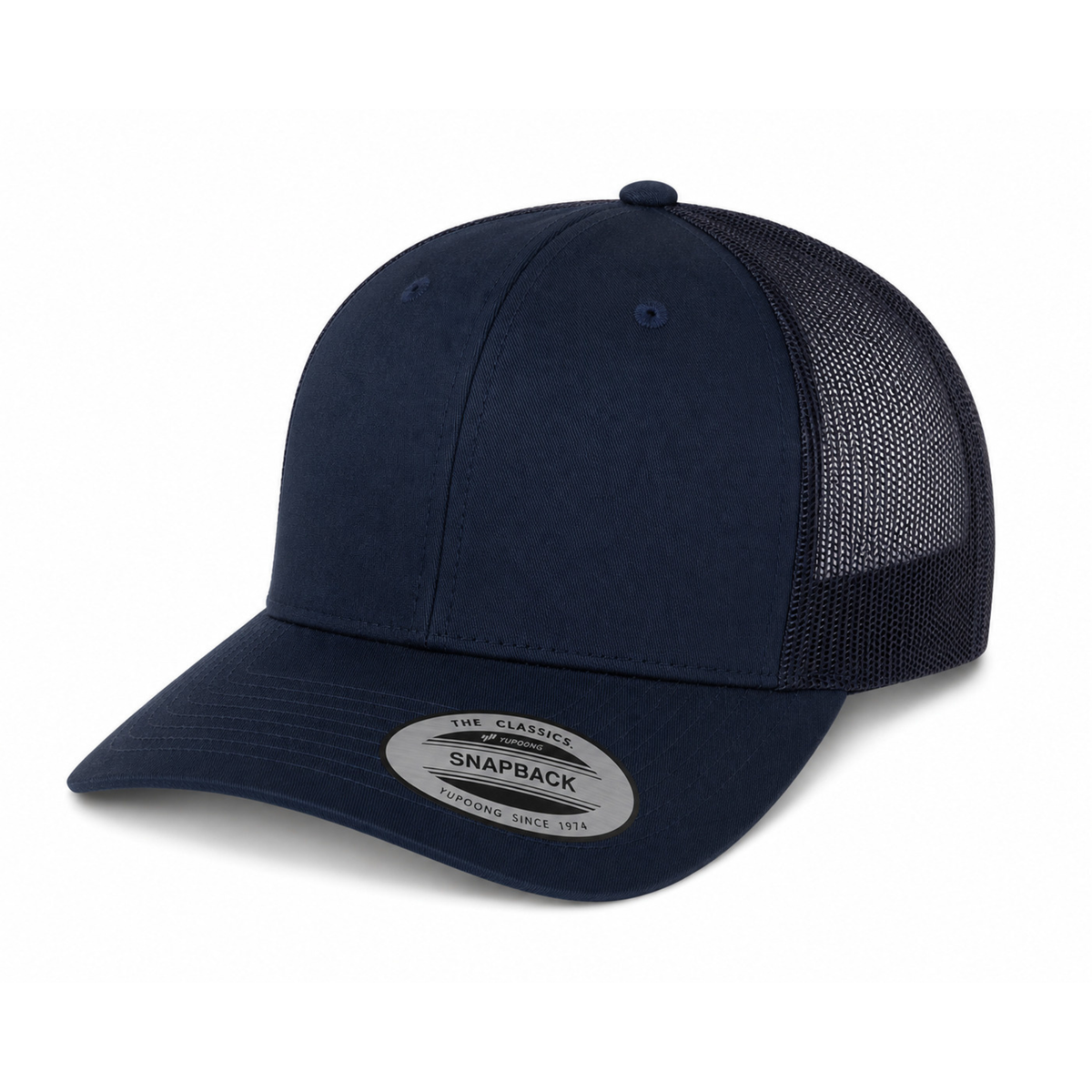 Yupoong 6606 Custom Patch Retro Trucker Hat – Mesh Back Snapback in Navy