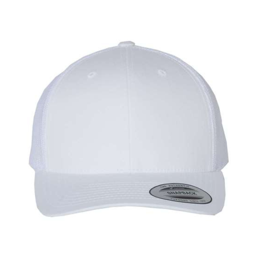 Yupoong 6606 Custom Patch Retro Trucker Hat – Mesh Back Snapback in White - view 2
