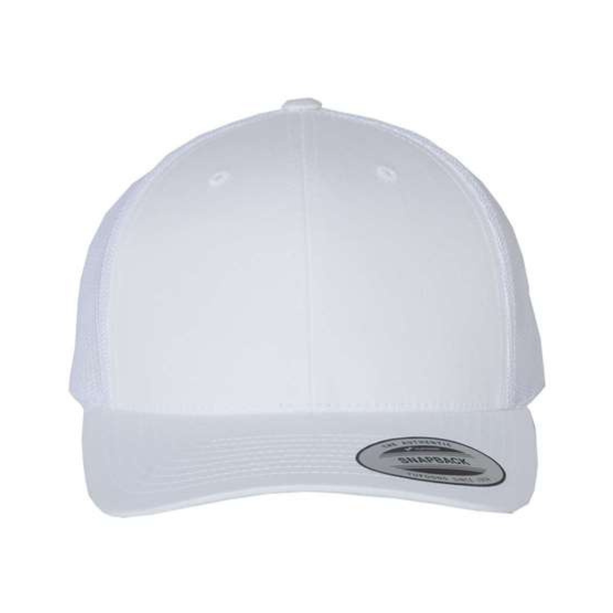 Yupoong 6606 Custom Patch Retro Trucker Hat – Mesh Back Snapback in White - view 2