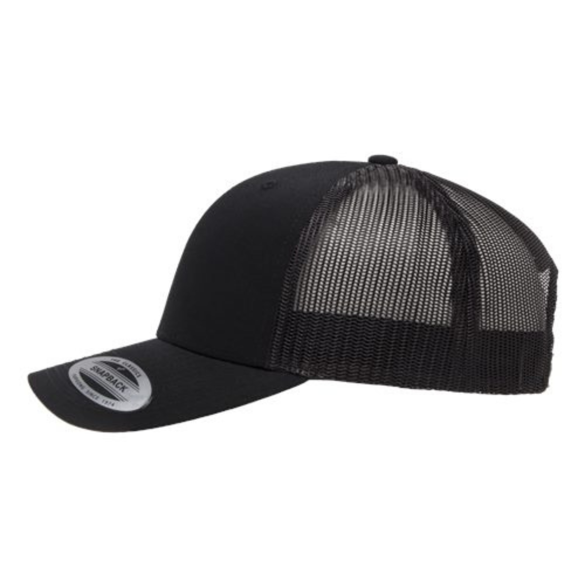 Yupoong 6606 Custom Patch Retro Trucker Hat – Mesh Back Snapback in Black - view 3
