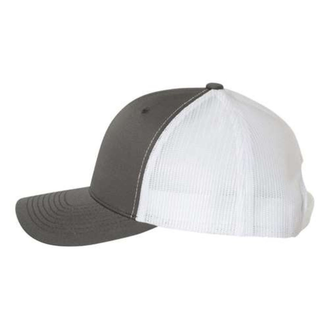 Yupoong 6606 Custom Patch Retro Trucker Hat – Mesh Back Snapback in Charcoal/White - view 3